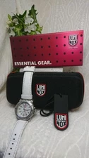 Luminox Color Mark Series 7250 White Leather Quartz Watch Used