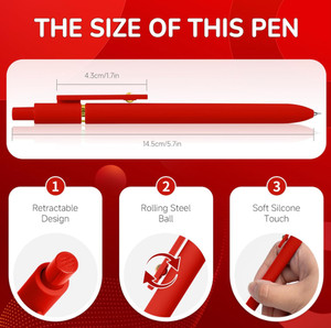 Single Blue Gold 0.5mm Red Gel Pen - Quick Dry Fine Tip for Writing  1 PACK