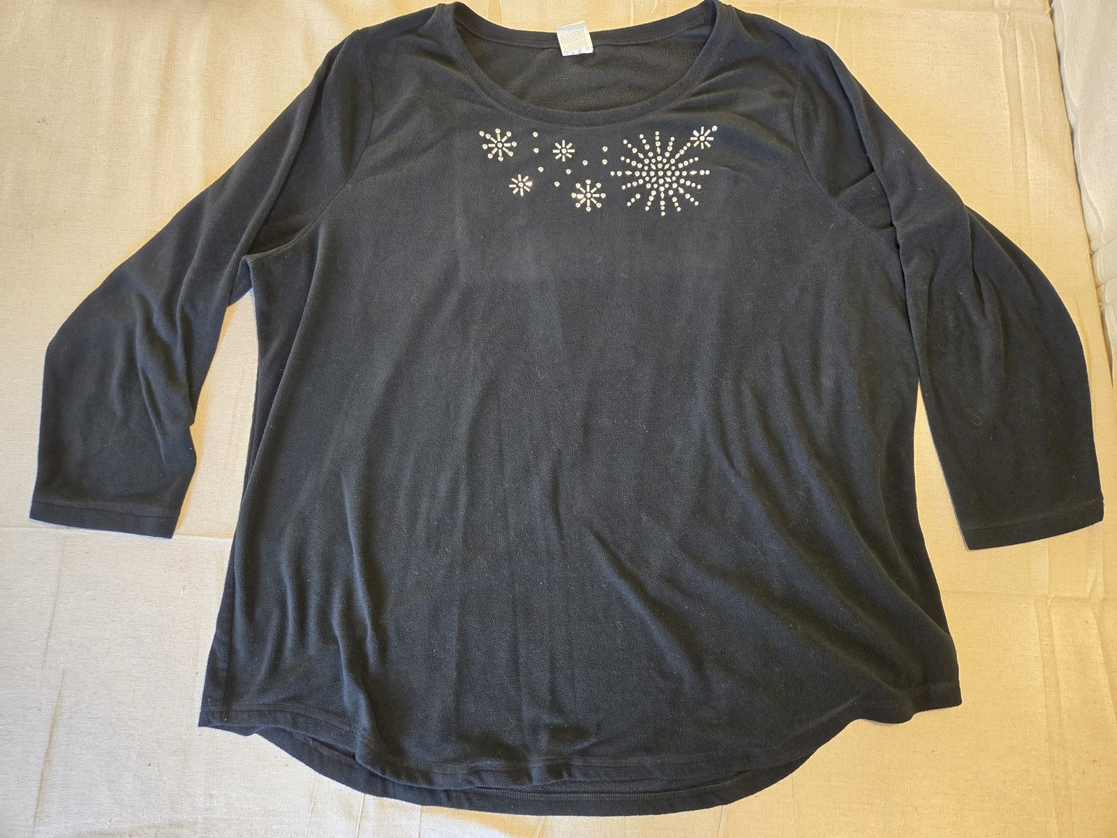 JMS Just My Size Black Snowflake Embellished Fleece Top Women 4X