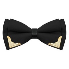 Bow Ties for Men Women Metal Gold Bowtie, Pre Tied Mens Bow Tie Tuxedo Black