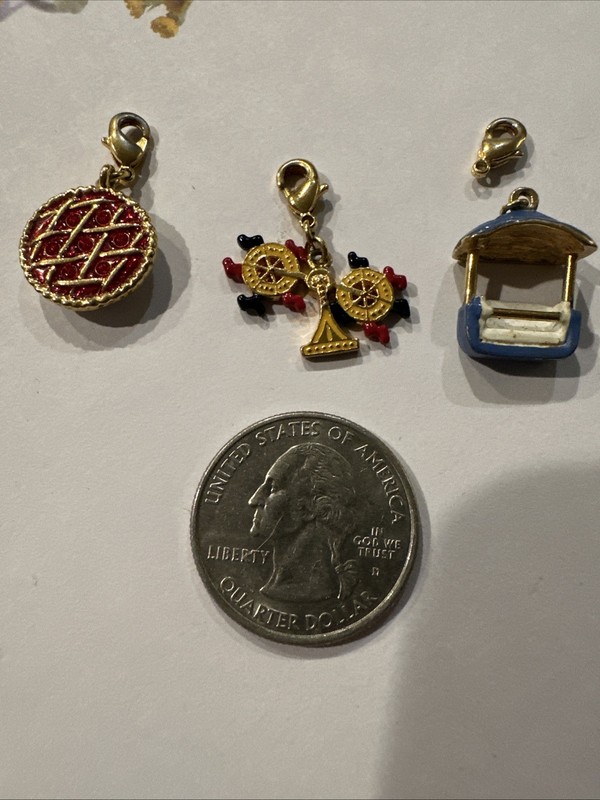 3 Iowa State Fair Blue Ribbon Foundation Charms Double Ferris Wheel-Pie-Sky Ride