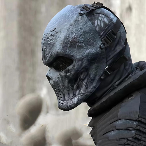 Ghost Mask,Mask Skeleton with Metal Mesh Eye 8.5*5*11.5, Black skull