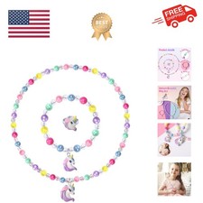 Girls Play Necklace and Bracelets Toddler Unicorn Jewelry Kids Little Girls U...