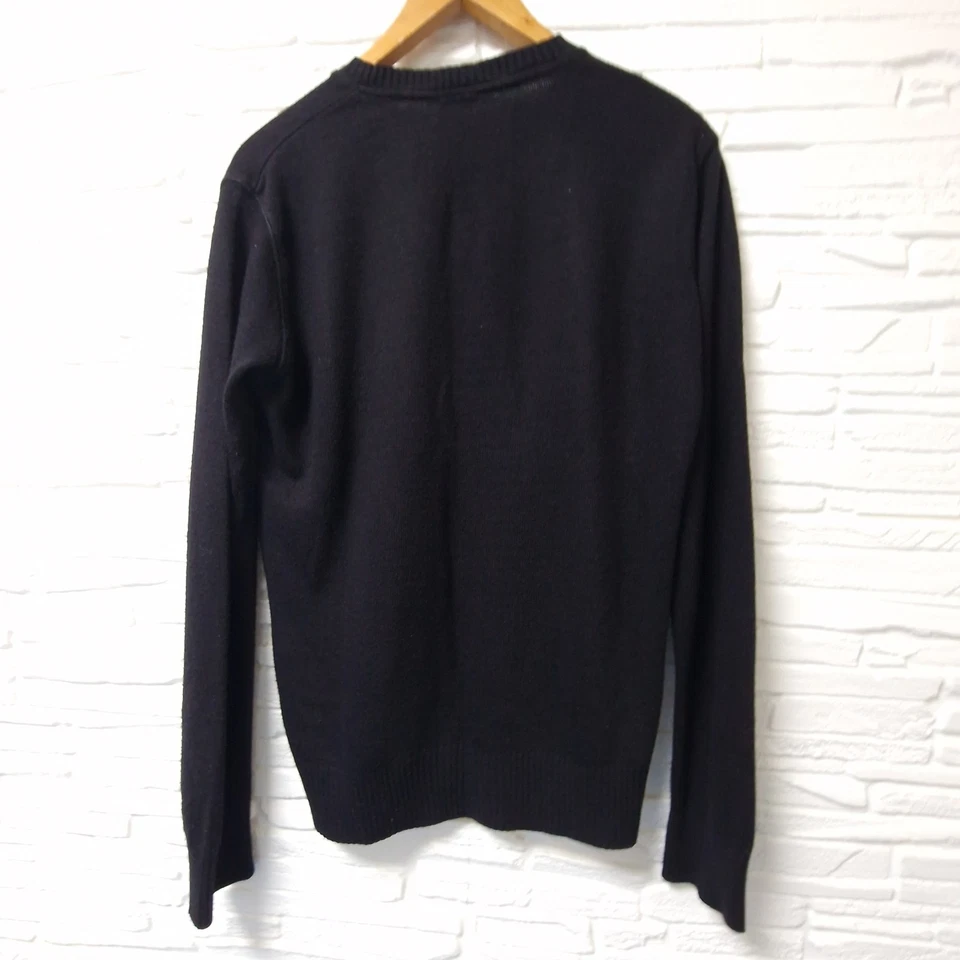 Suéter Jersey Vintage Negro Cuello en V Mezcla de Lana Para Hombre Talla M Clásico Tejido Retro Foto 3 de 4