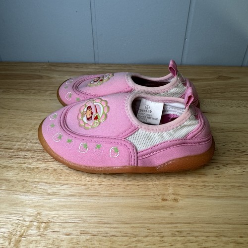 Vintage 2004 Strawberry Shortcake Toddler Kids Baby Shoes Pink Slip-Ons Rubber