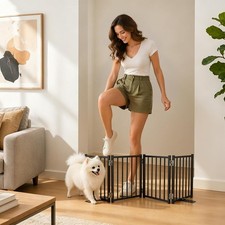 Free Standing Small Dog Gate Indoor, Short Foldable Dog Gate for Stairs