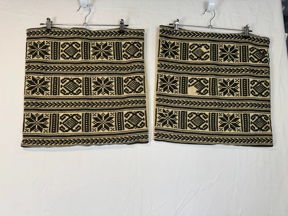 Pottery Barn Snowflake Fair Isle Winter Pattern Pillow Covers Black Cream 20x20 - Image 2 of 4