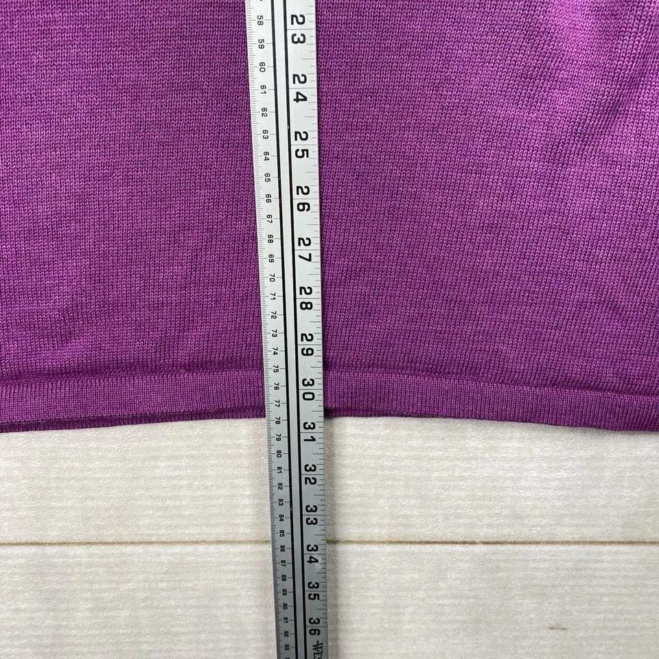 Eileen Fisher Turtleneck Sweater Womens 3X Purple Merino Wool Bell 3/4 Sleeve - Image 3 of 4