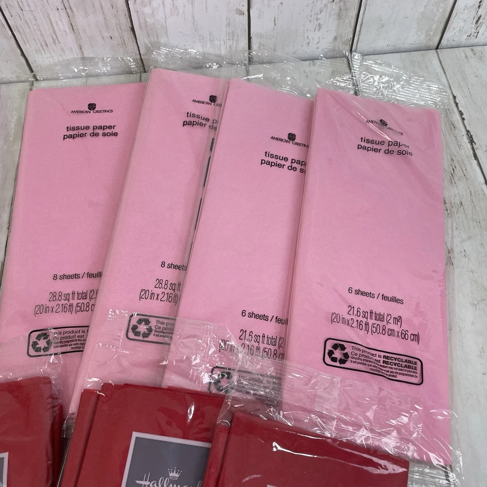 Lot of 12 Packs Hallmark/ American Greetings Tissue Paper Red / Pink /Multi Dots - Image 4 of 4
