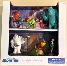 NIB Disney Pixar Monsters, Inc Figurine 7 pieces Play Toy Set Boo, Sulley, Mike