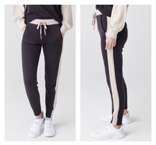 NWT Monrow Women's Color-Block XL Sporty Supersoft Sweatpants Jogger Pants Black