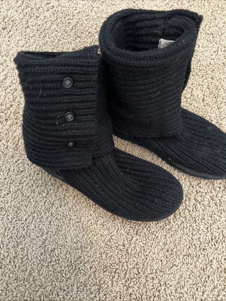 UGG Zapatos Mujeres Negro Clásico Cardy Tejido Suéter Hasta la Rodilla Botas de Invierno Talla 8 Foto 4 de 4