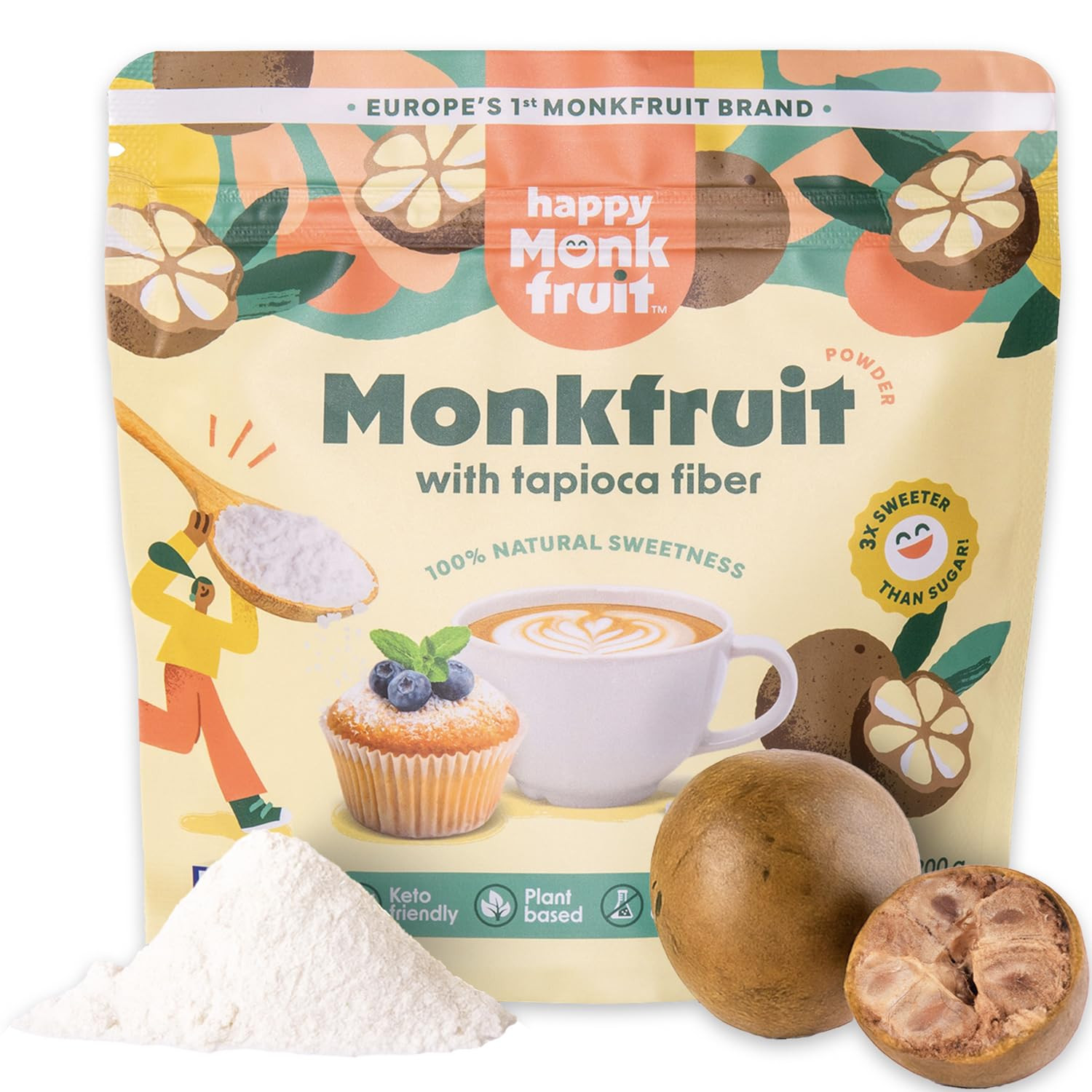 Monk Fruit Süßstoff 200g – Natürlicher Zuckerersatz – Keto – 3x Süßer – Ohne Ery