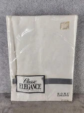 Vintage Home Concepts White Tablecloth Classic Elegance Linen 60" x 82" Oval