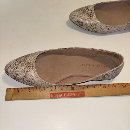 Kelly & Katie W-8.5 Pirassa Ballet Flats Cream Gold Metallic Snake Print Shoes - Picture 10 of 11