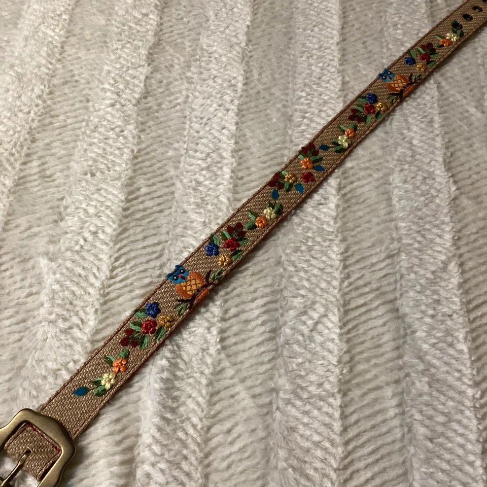 BEAUTIFUL Jute With Genuine Leather Brass Buckle Floral Owl Print Women’s Belt28 - Image 4 of 4