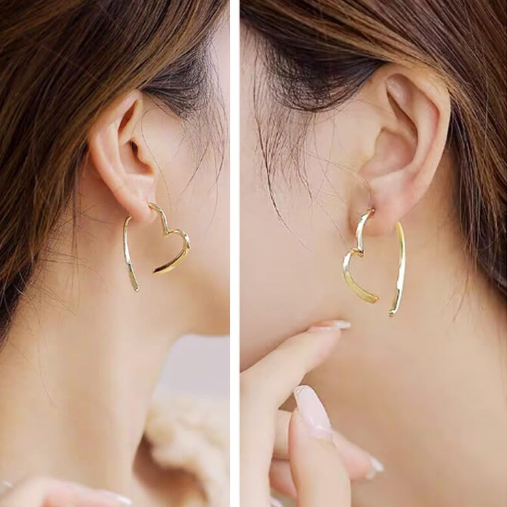 Ohrringe gold Damen Herz hängend 925 Silber Creolen Ohrstecker gold Sterling Sil