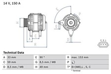 Alternator 14V BOSCH Fits NISSAN RENAULT Qashqai +2 I X-Trail 0986083540