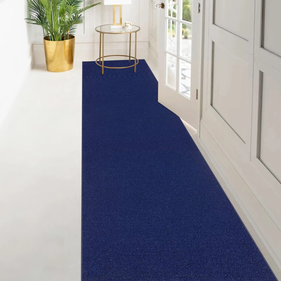 Custom Size NAVY BLUE Stair Hallway Runner Rug Rubber Back Non Skid 22" 26" 31" - Image 2 of 4