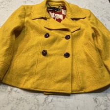 Seven 7  Yellow Mustard Double Breasted Wool Peacoat Jacket Coat Blazer Sz M