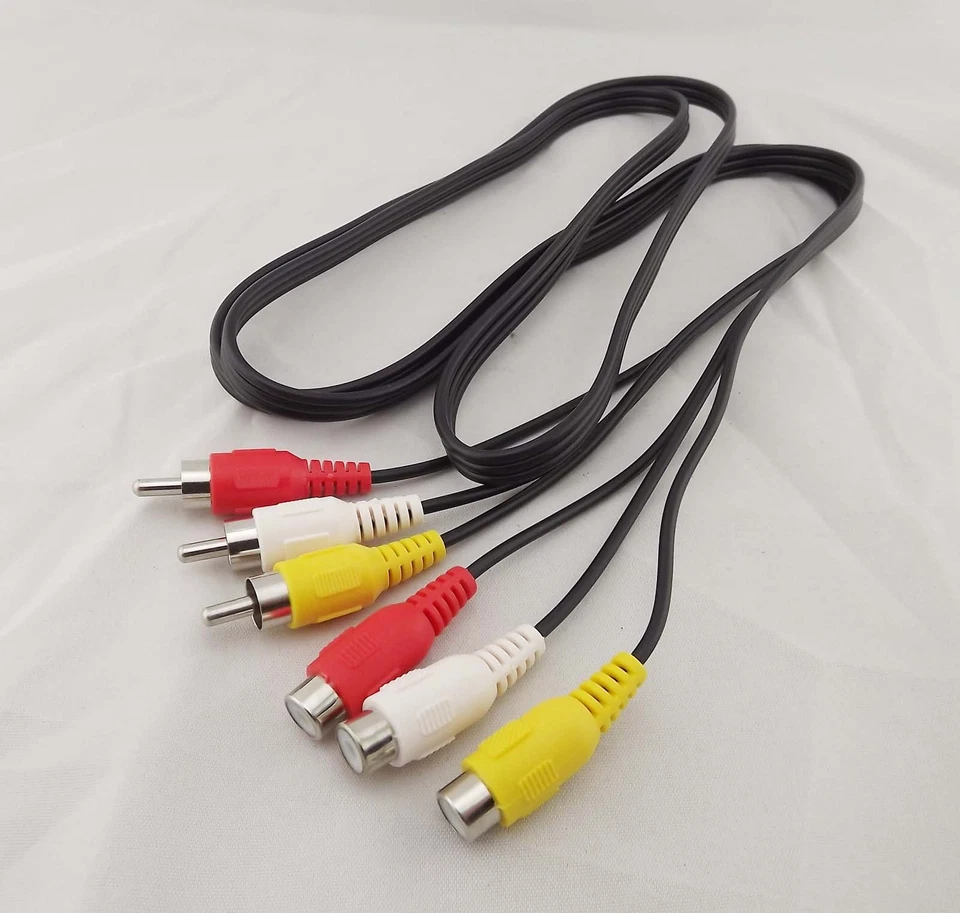 5ft 3 RCA (L+R+V) Male To 3 Female Extension Cable Composite AV TV Cord DVD HDTV - Image 2 of 4