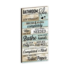 Modern Wooden Wall Sign For Bathroom Decoration 8.5x16 - Toilet - Bathroom Rules