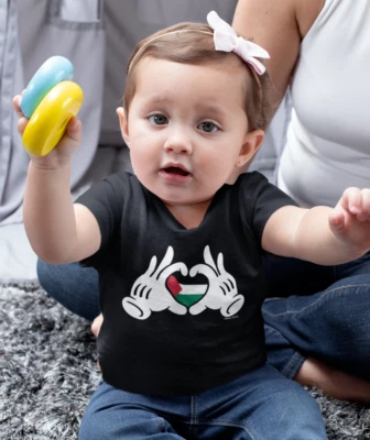 Palestinian Baby or Kids T-Shirt Cartoon Flag LOVE Palestine Freedom Gaza Peace