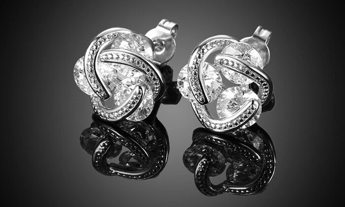 925 Sterling Silver Floating Caged Earrings Made with Swarovski