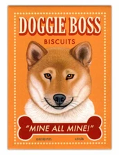 NEW! SHIBA INU RETRO PETS PREMIUM MAGNET VINTAGE BISCUIT AD STYLE +ORGANZA BAG