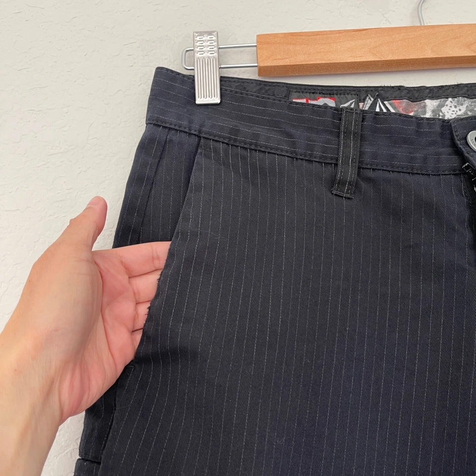 Шорты мужские Volcom Chino размер 29 черные 10 дюймов по внутреннему шву в полоску карман для груза повседневные - Изображение 3 из 4