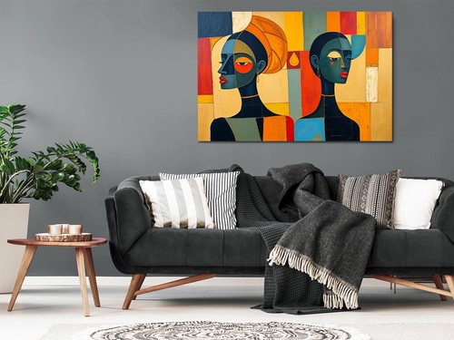 African Ladies Abstract Art mounted canvas print ready to hang - Picture 7 of 10