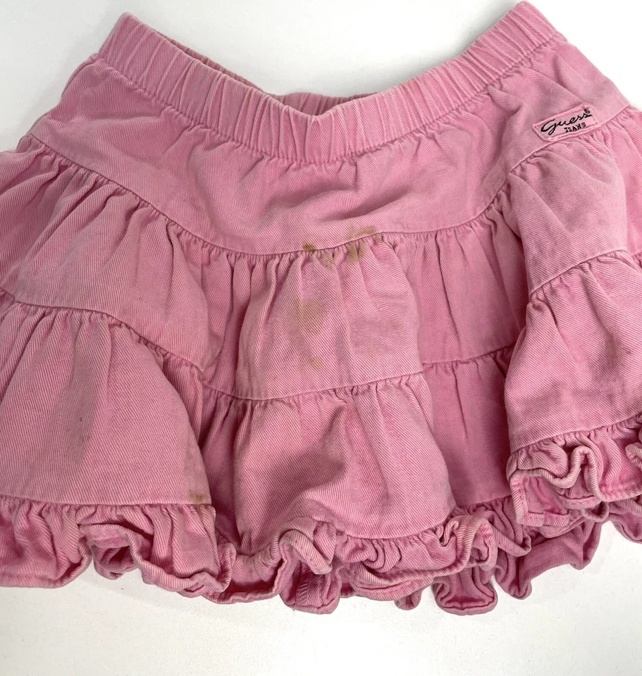 Vintage GUESS Girls Size 4Y Pink Denim Ruffled Skirt ***READ*** - Image 3 of 4