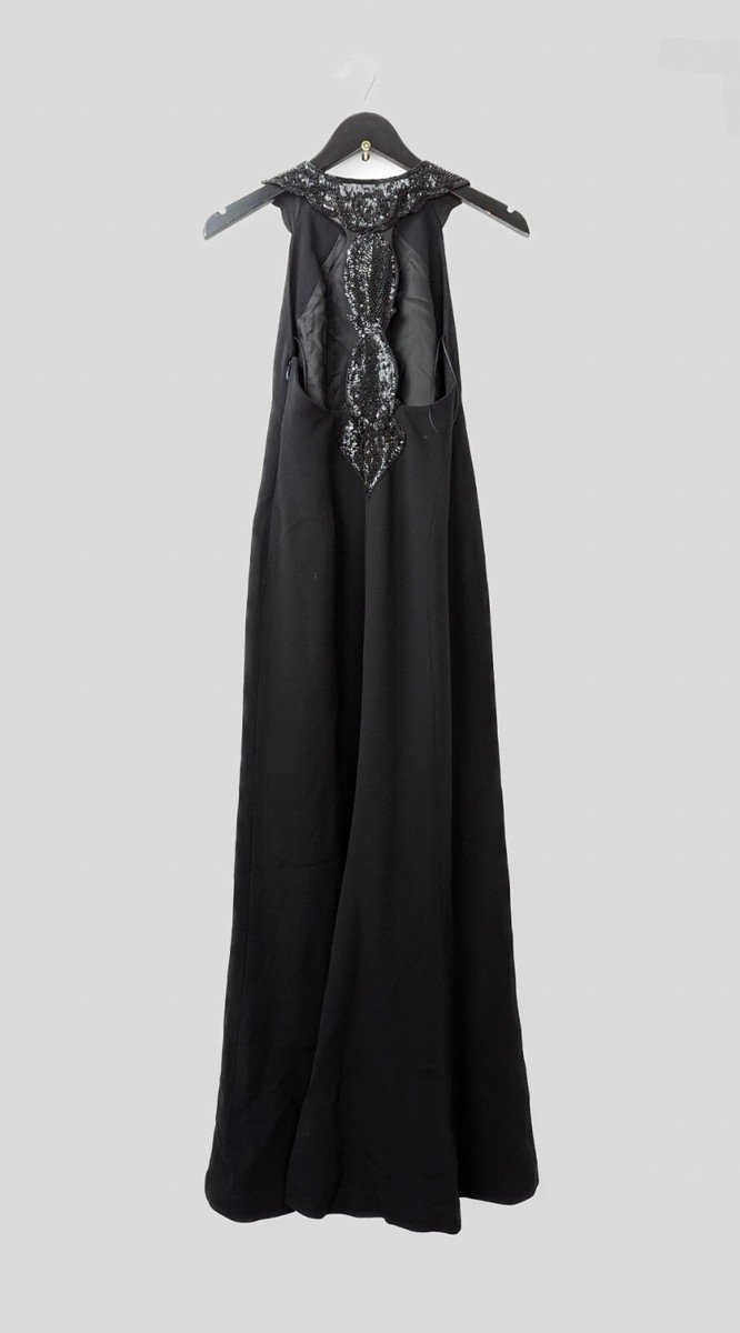 MAX MARA Sz US 8 Black Sequin Embellished Maxi Long Dress