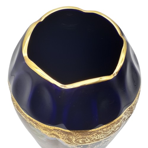 Fragonard France Imperia Limoges Cobalt Blue Vase 22Kt Gold Decore La A Main - Picture 5 of 12
