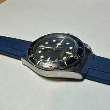 20mm BLUE Vulcanized Caoutchouc rubber Strap StraightBLACK BAY 58 W/ END LINKS