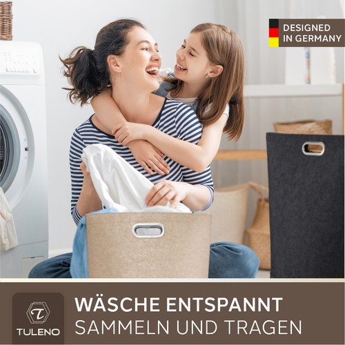 TULENO - XL Wäschesammler aus Filz Stoff - Wäschesack & Wäschekorb mit Griff - Bild 20 von 20