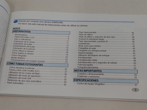 Samsung Fino 170 Super Instruction Manual Film Camera Owner's Guide Maxima Elite - Picture 6 of 8