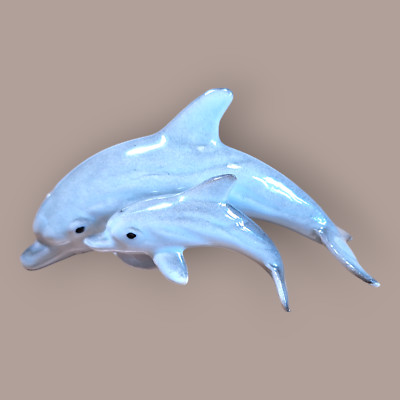 NORTHERN ROSE Dolphin With Calf Porcelain Miniature Figurine New FREE SHIP R110