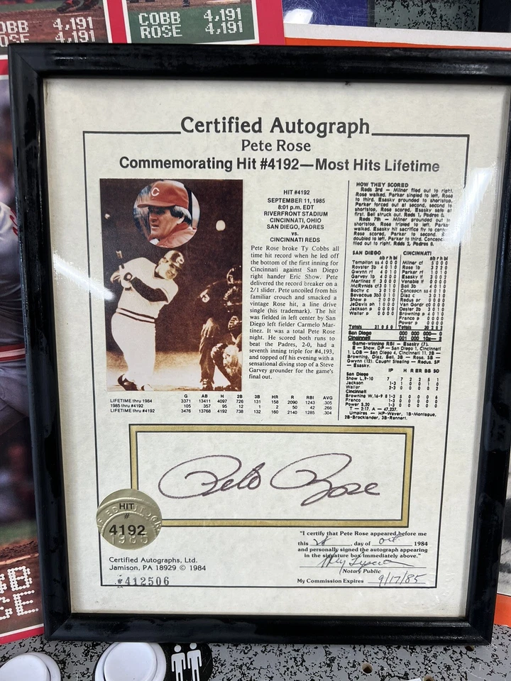 Pete Rose Lot of 4: 4192 Certified Autograph, Jumbo Postcard, & Newspaper Promos - Image 2 of 4