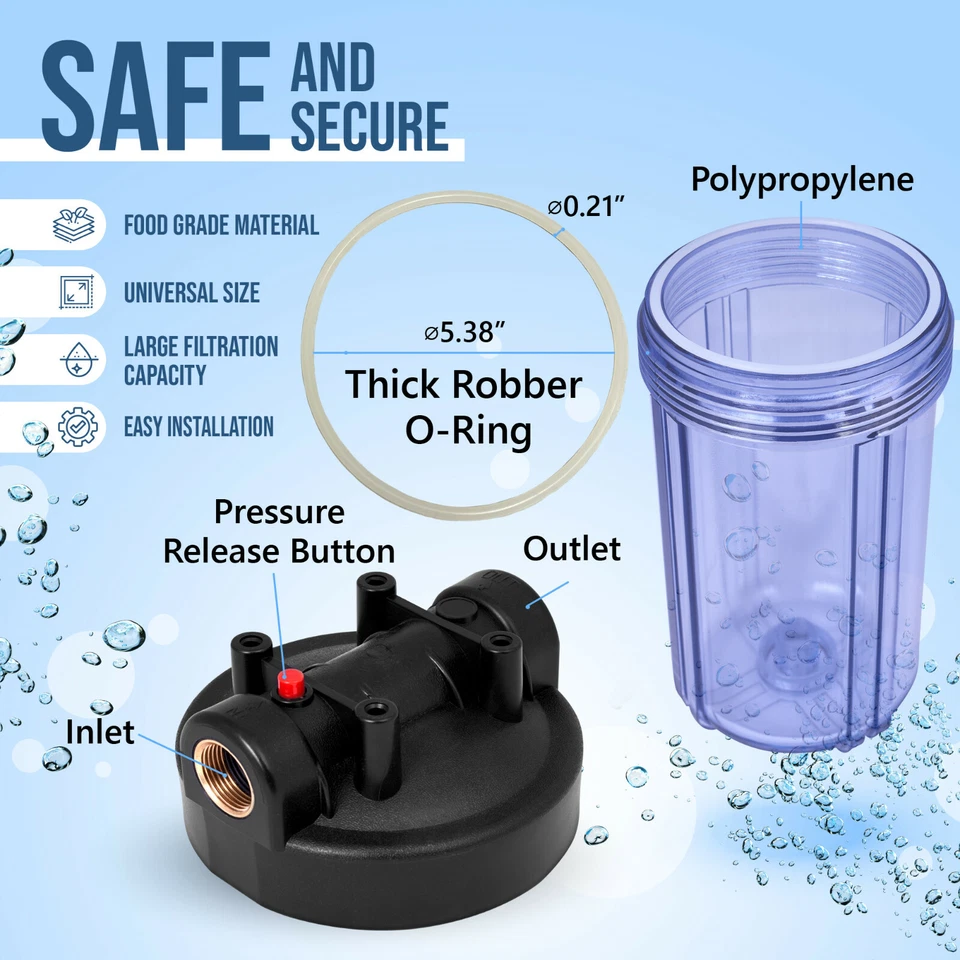 High Capacity Transparent Whole House Water Filter System & Block Carbon Filter - Image 2 of 4