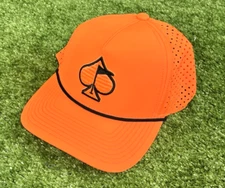 Pins & Aces Perforated Rope Snapback Golf Hat Highlighter Orange NEW