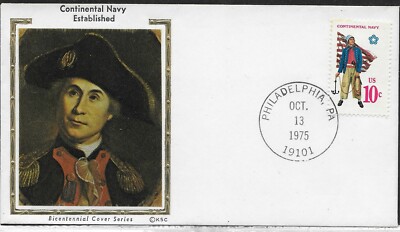 USA 1975 SILK COVER BICENTENNIAL FOR CONTINENTAL NAVY ESTABLISHED