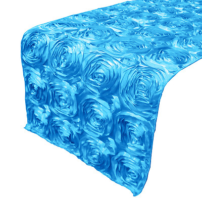 Stylish Satin Rosette Table Top Runner Pop-up Flower Wedding Event Floral Decor