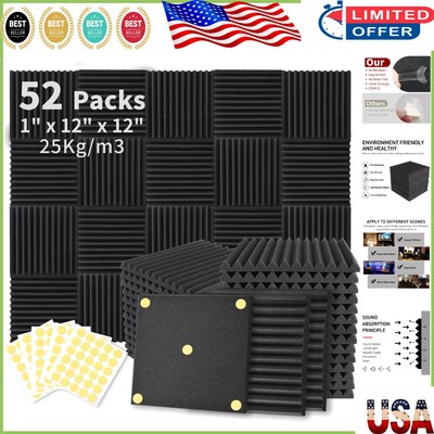 Fire-Resistant Acoustic Foam Panels - 52 Pack for Safe Sound Control Solutions