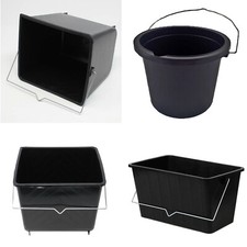 Black Plastic Paint Scuttle w/ Metal Handle Paint Bucket Tubs Ribbed Container