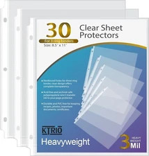 Heavyweight Sheet Protectors 8.5 X 11 " 3 Mil Clear Page Protectors for 3 Ring