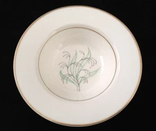 Homer Laughlin Cavalier Eggshell CV99 Green Leaves Gold Dots - 6" DESSERT BOWL