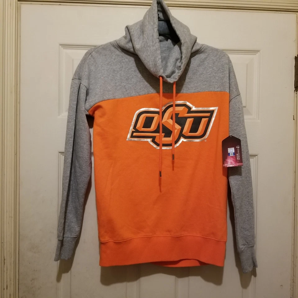 Oklahoma State Sweatshirt Womens Small Orange OSU Cowboys Cozy Gaiter NCAA NEW - Image 2 of 4