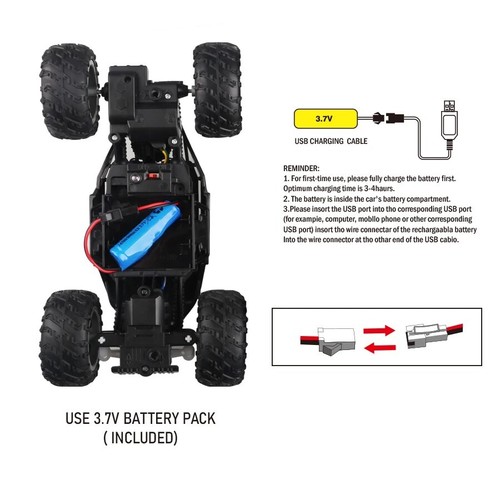 4-Way Remote Control Car with Lights Anti-Slip Tires Off-Road Toy 4WD Gift Kids - Picture 11 of 27
