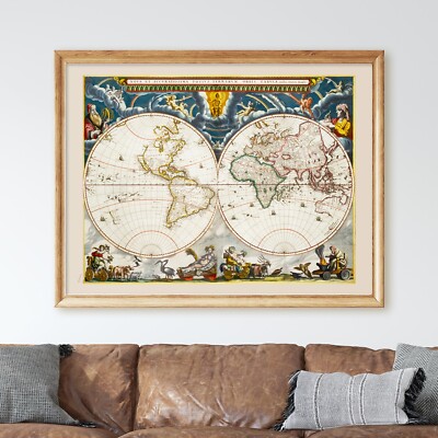 Nova et Accuratissima Totius Terrarum Orbis Tabula World Map Wall Art Print